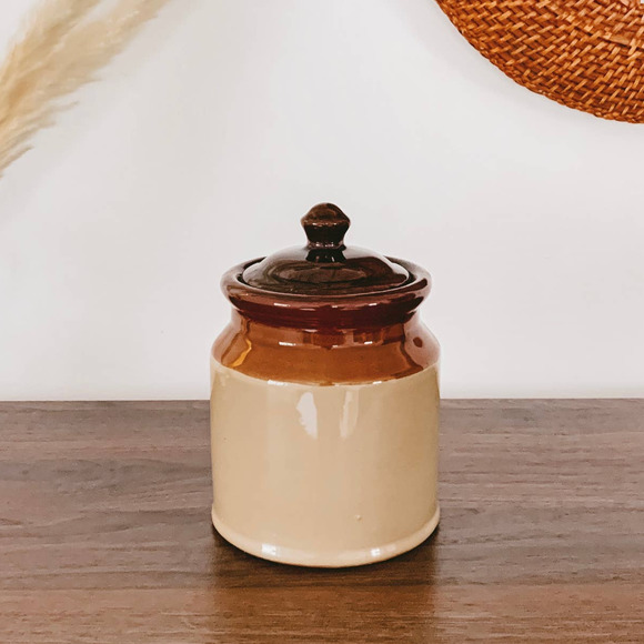 Vintage Other - Vintage Boho Ceramic Earthy 3 Tone Canister